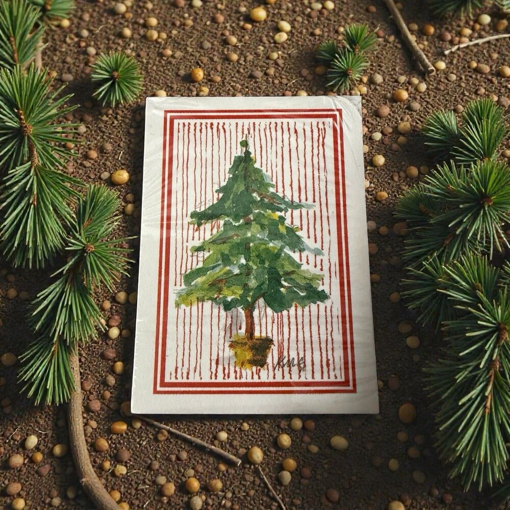 Odd Balls Vintage Small Gift Tags Note Cards - Christmas Tree - Bulk Pack Of 50